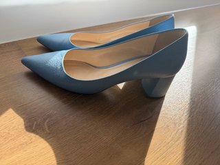 Zapatos de Salón de Piel Azul Celeste