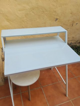 Tavolo da Scrivania in Vetro e Metallo