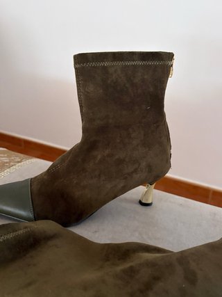 Botines de Tacón Verde Oliva Talla 41