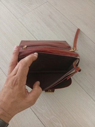 Cartera de mano Daviletto materia marrón cuero