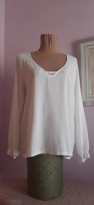 Blusa Blanco roto Manga Larga