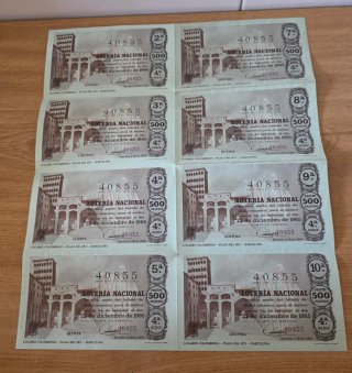 Lotería Nacional Décimos Antiguos 1965
