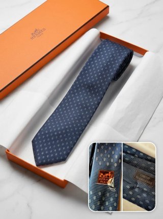 Corbata Hermès Seda Azul Marino