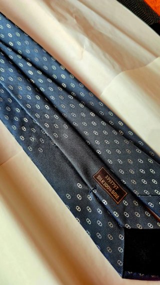Corbata Hermès Seda Azul Marino