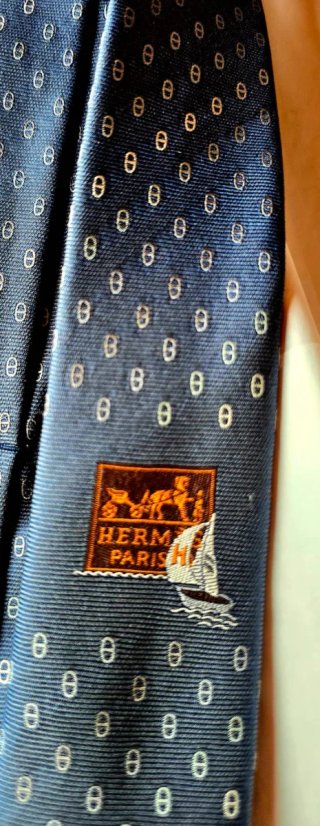 Corbata Hermès Seda Azul Marino