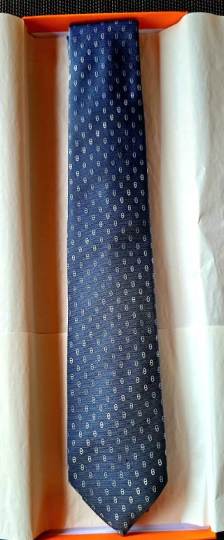 Corbata Hermès Seda Azul Marino