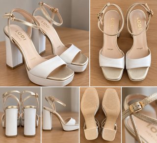 Sandalias de novia LODI blanco y dorado Talla 37
