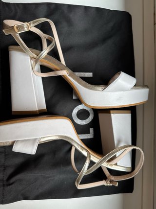 Sandalias de novia LODI blanco y dorado Talla 37