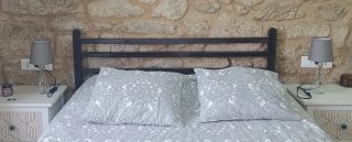 Lámpara de cristal y tela gris