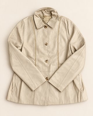 Chaqueta Vintage de Piel Napa Beige