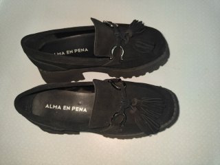 Zapato tipo Mocasin con Plataforma Negros