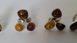 Anillos Ámbar y Plata Ajustables