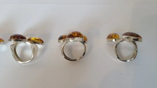 Anillos Ámbar y Plata Ajustables