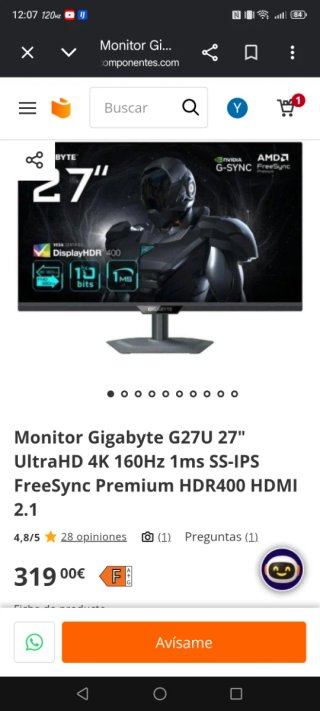 Monitor Gigabyte G27U 27 4K 160Hz