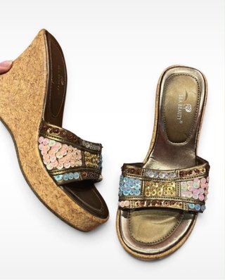 Sandalias de cuña con lentejuelas S&A Beauty