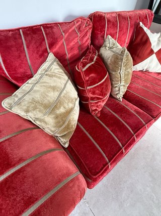Sofá 3 y 2 Plazas Tela terciopelo ( beige y rojo)