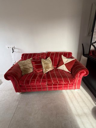 Sofá 3 y 2 Plazas Tela terciopelo ( beige y rojo)