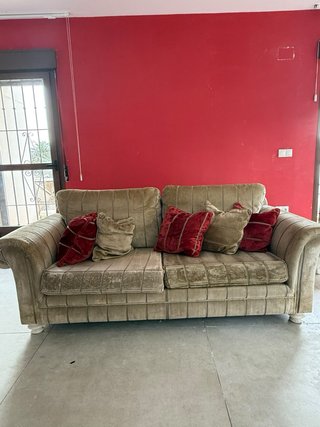 Sofá 3 y 2 Plazas Tela terciopelo ( beige y rojo)