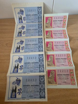 Decimos de Lotería Nacional Antiguos