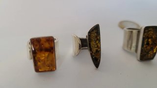 Anillos Plata y Ámbar Ajustables