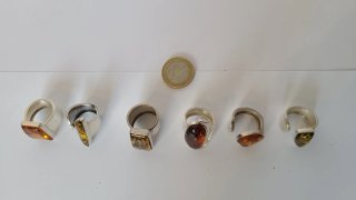 Anillos Plata y Ámbar Ajustables