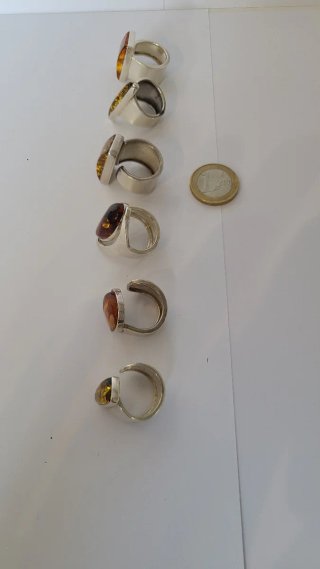Anillos Plata y Ámbar Ajustables