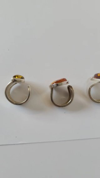 Anillos Plata y Ámbar Ajustables