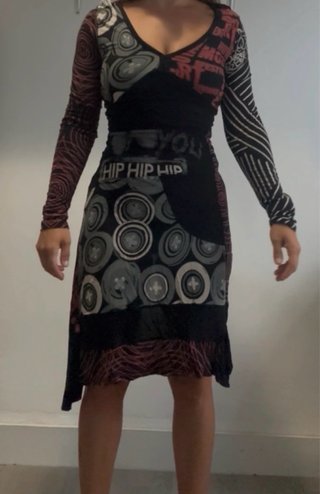 Vestido Manga Larga Estampado Geométrico