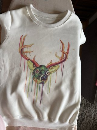Sudadera Blanca Estampado Ciervo Talla M