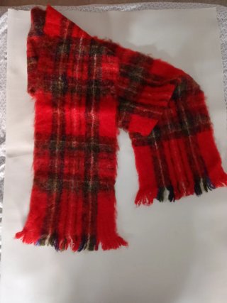 Bufanda de Mohair a Cuadros Roja