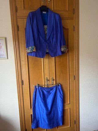 Traje de Fiesta Esther Rodríguez Azul y zapat salo