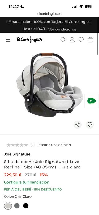 Silla coche grupo 0 Joie Signature
