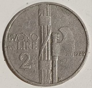 Moneta 2 Lire 1926 Vittorio Emanuele III.