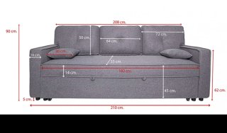 Sofá cama gris de tela