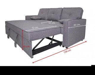Sofá cama gris de tela