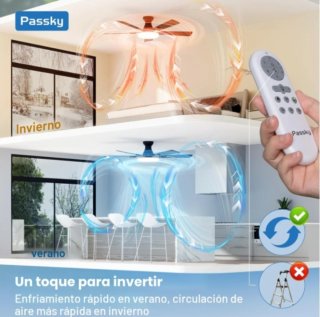 Ventilador de Techo con Luz y Mando Passky