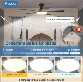 Ventilador de Techo con Luz y Mando Passky