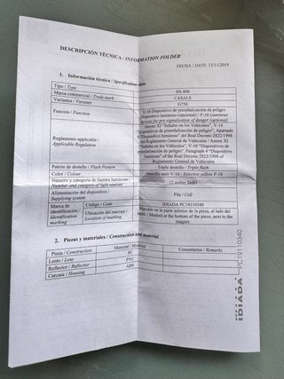 Baliza V16 Homologada Obligatoria. Nueva.