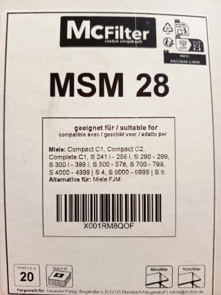 Bolsas aspiradora Miele MSM 28