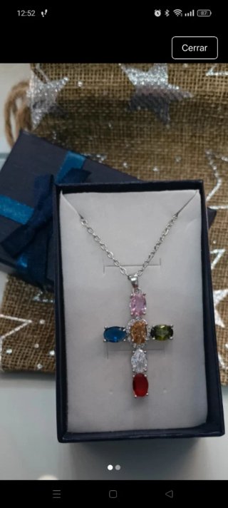 Collar Cruz Multicolor Plata en acero inoxidable