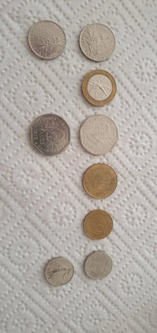 Lote de 9 Monedas de Francos Franceses