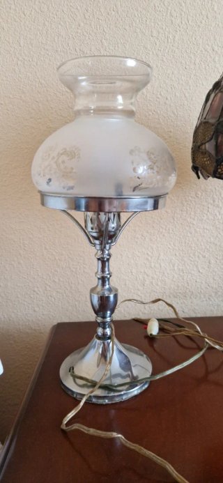 2 Lámparas de Mesa Cristal y Metal