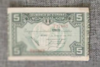 4 Billetes El Banco de España 1937 Bilbao