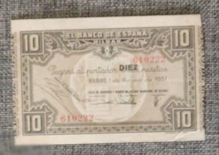 4 Billetes El Banco de España 1937 Bilbao