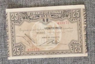 4 Billetes El Banco de España 1937 Bilbao