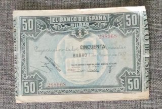 4 Billetes El Banco de España 1937 Bilbao