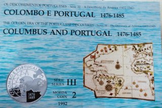 Set Colón y Portugal 1991, 200 escudos plata 0.925