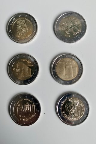 Lotto di 6 monete da 2 euro Spagna. Nuovo