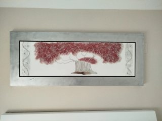 Cuadro Decorativo Árbol Rojo y Plateado