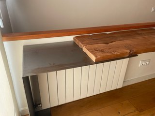 Tavolo da Scrivania in Legno Massello e Acciaio